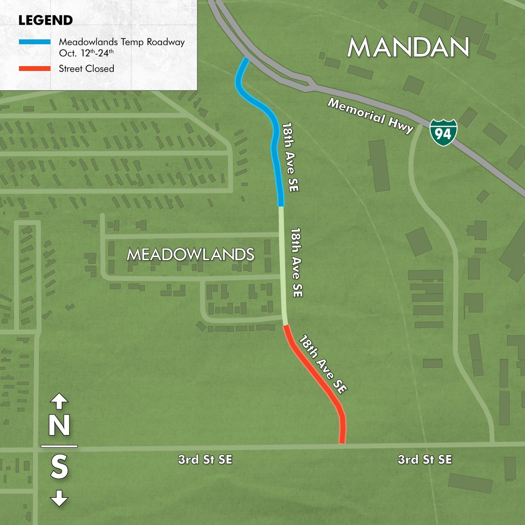 18th Avenue SE access off 3rd Street closes Oct. 12 in Mandan