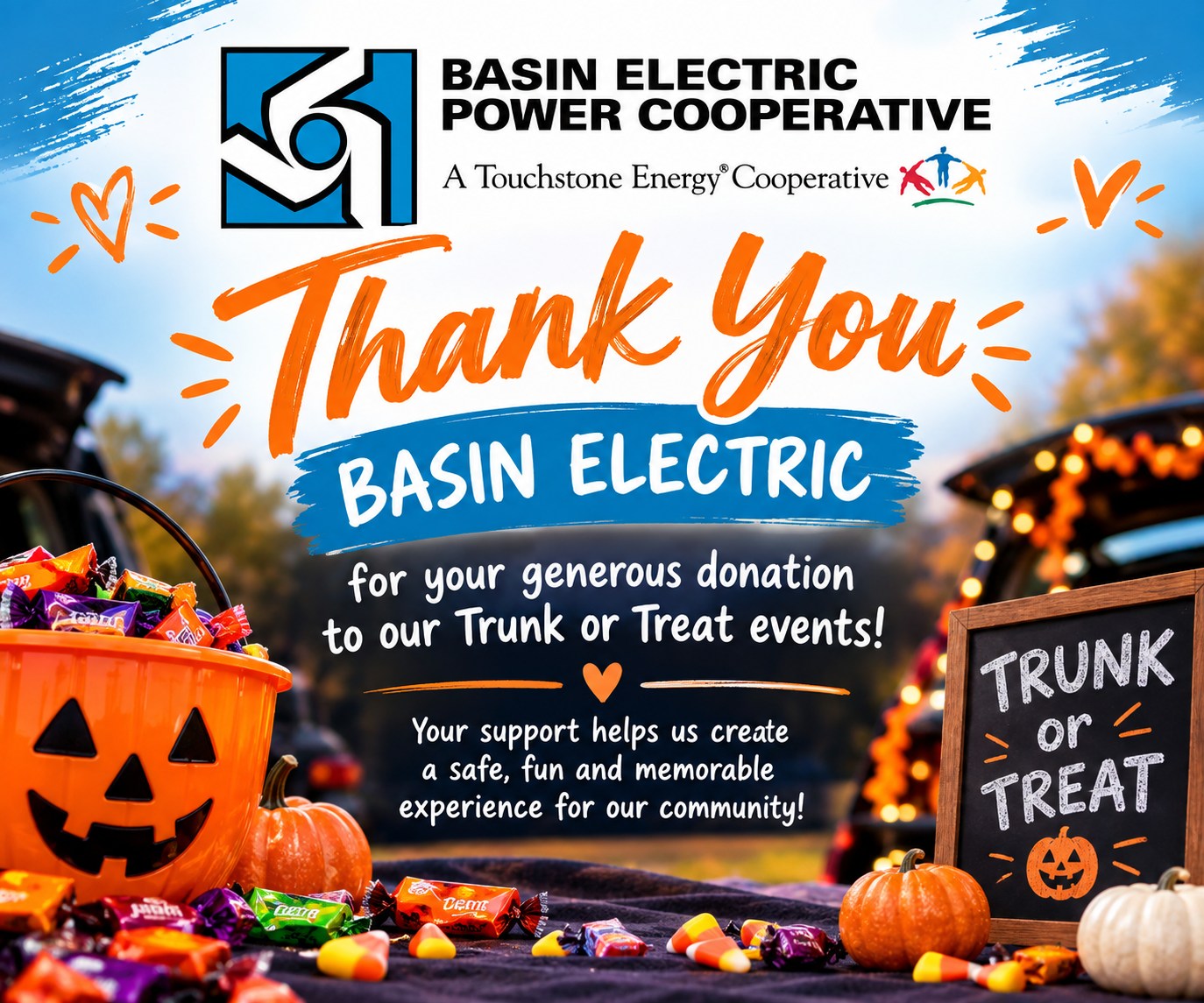 Basin Electric donation stocks Bismarck police for Trunk-or-Treat season